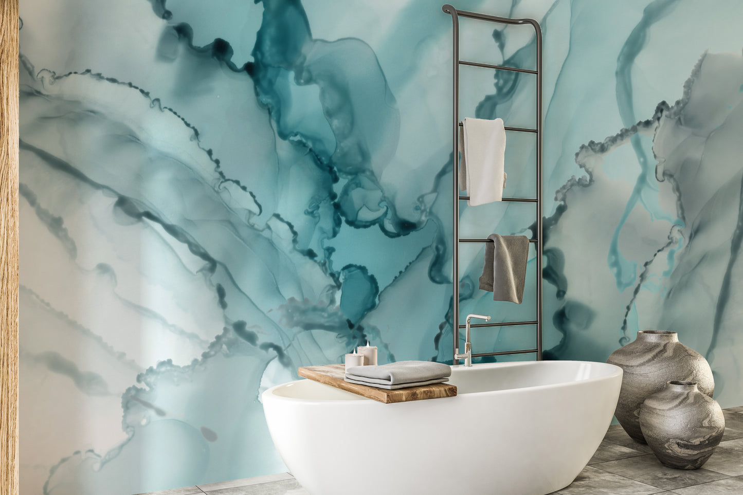 Elegant watercolor marble wallpaper mural