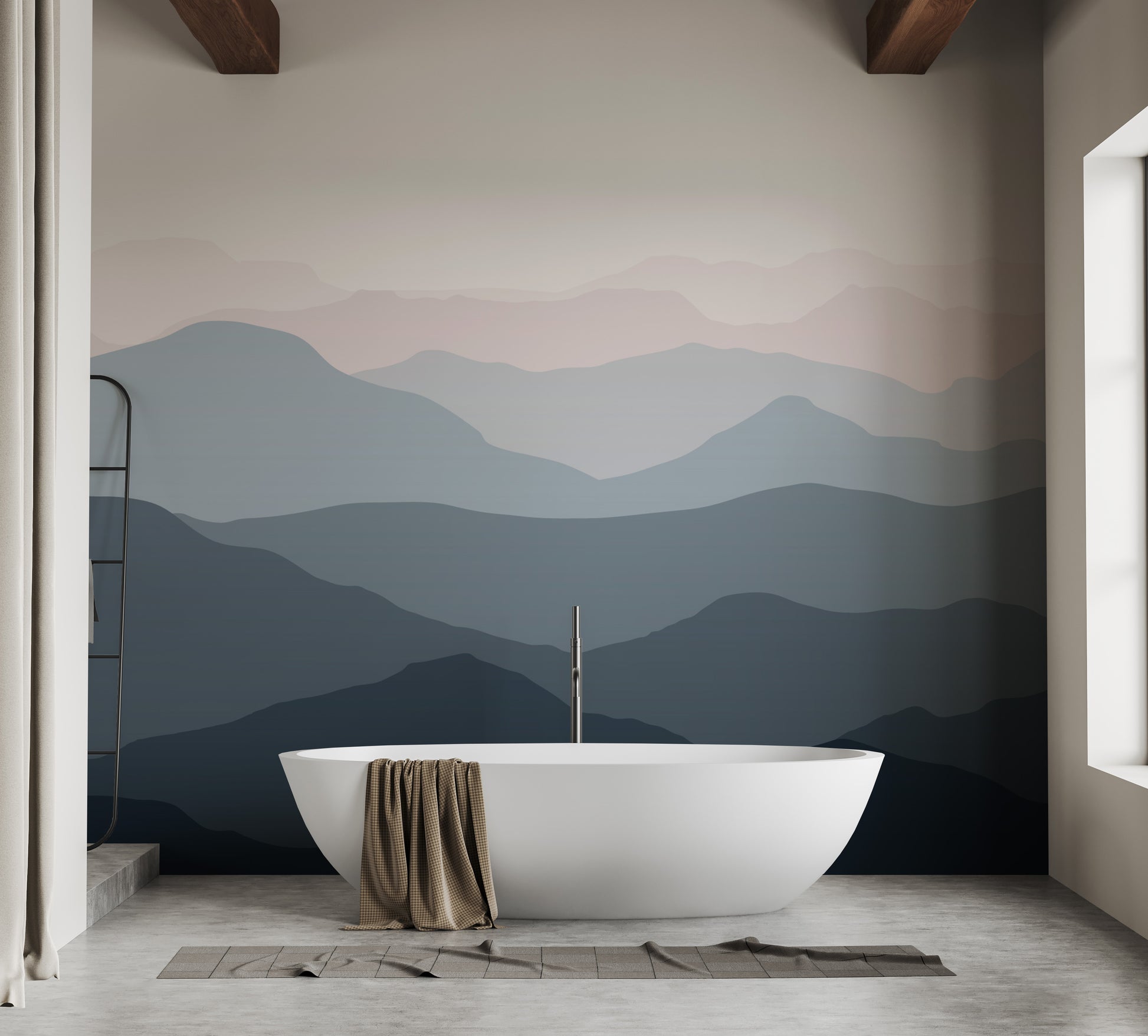 Shaded mountain wallpaper mural for walls