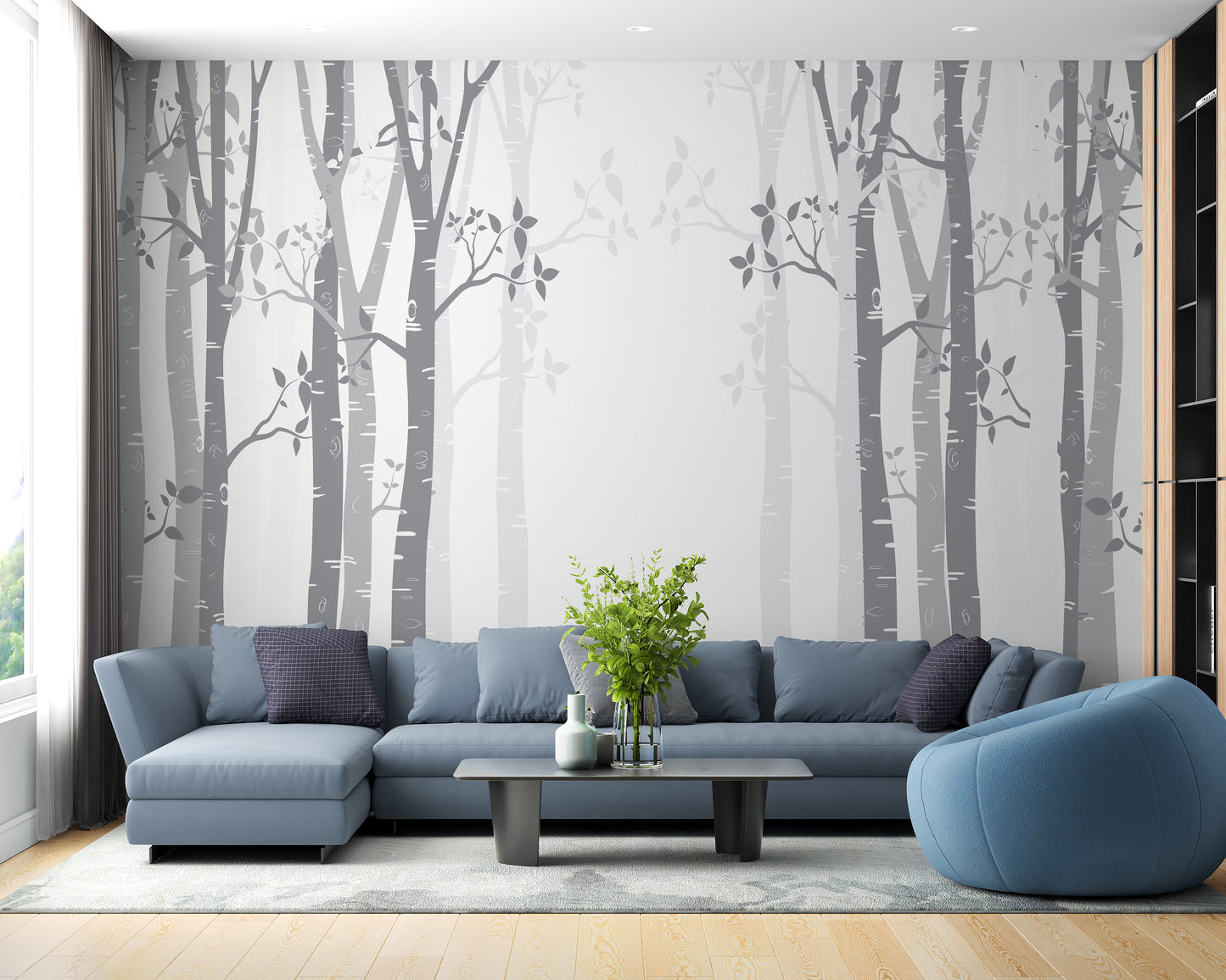 Gray Bamboo forest wallpaper mural