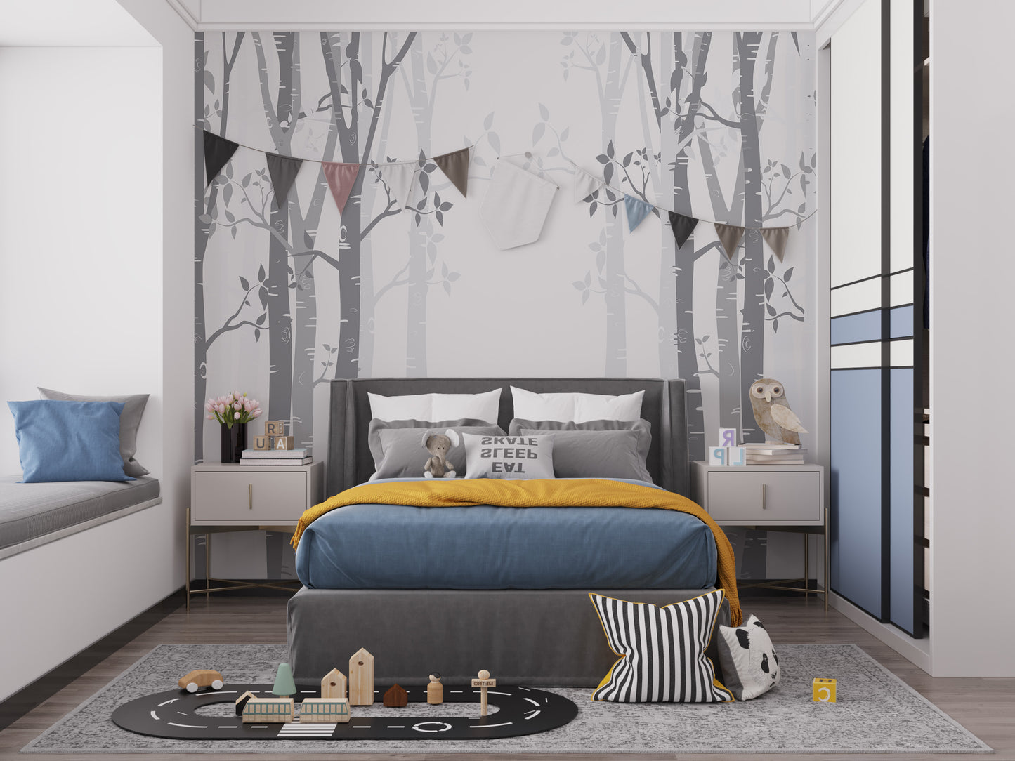 Gray Bamboo forest wallpaper mural