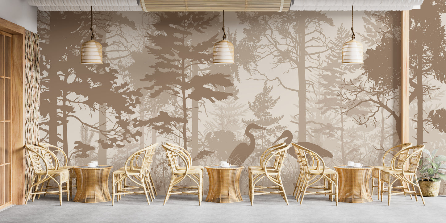 Peel & Stick Herons in Woods Wallpaper Mural