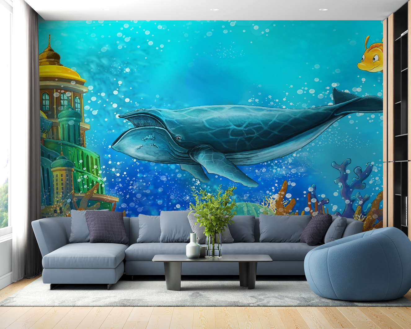 Majestic Whale Reef Wallpaper Mural
