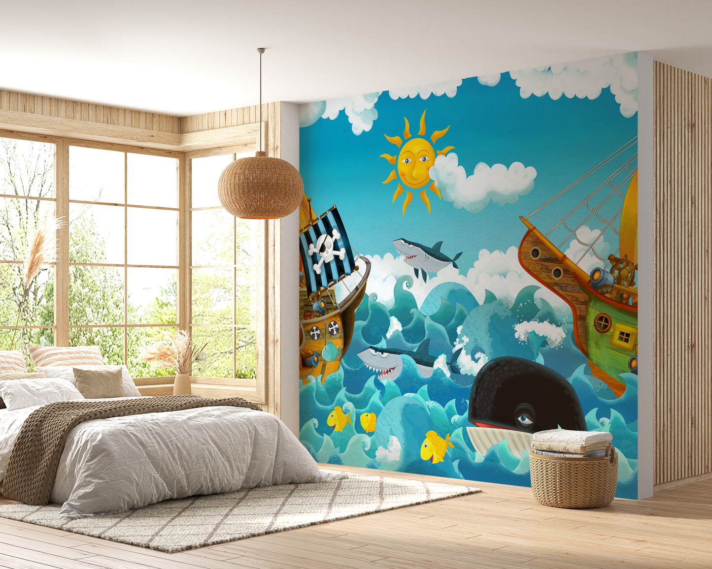 Pirates in the sea wallpaper mural