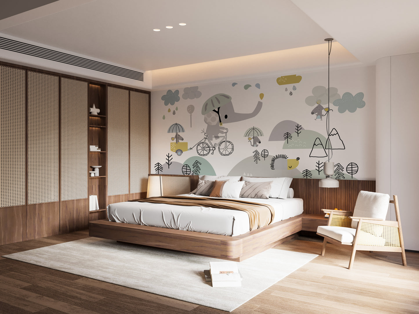 Elephant on bicycle wallpaper mural