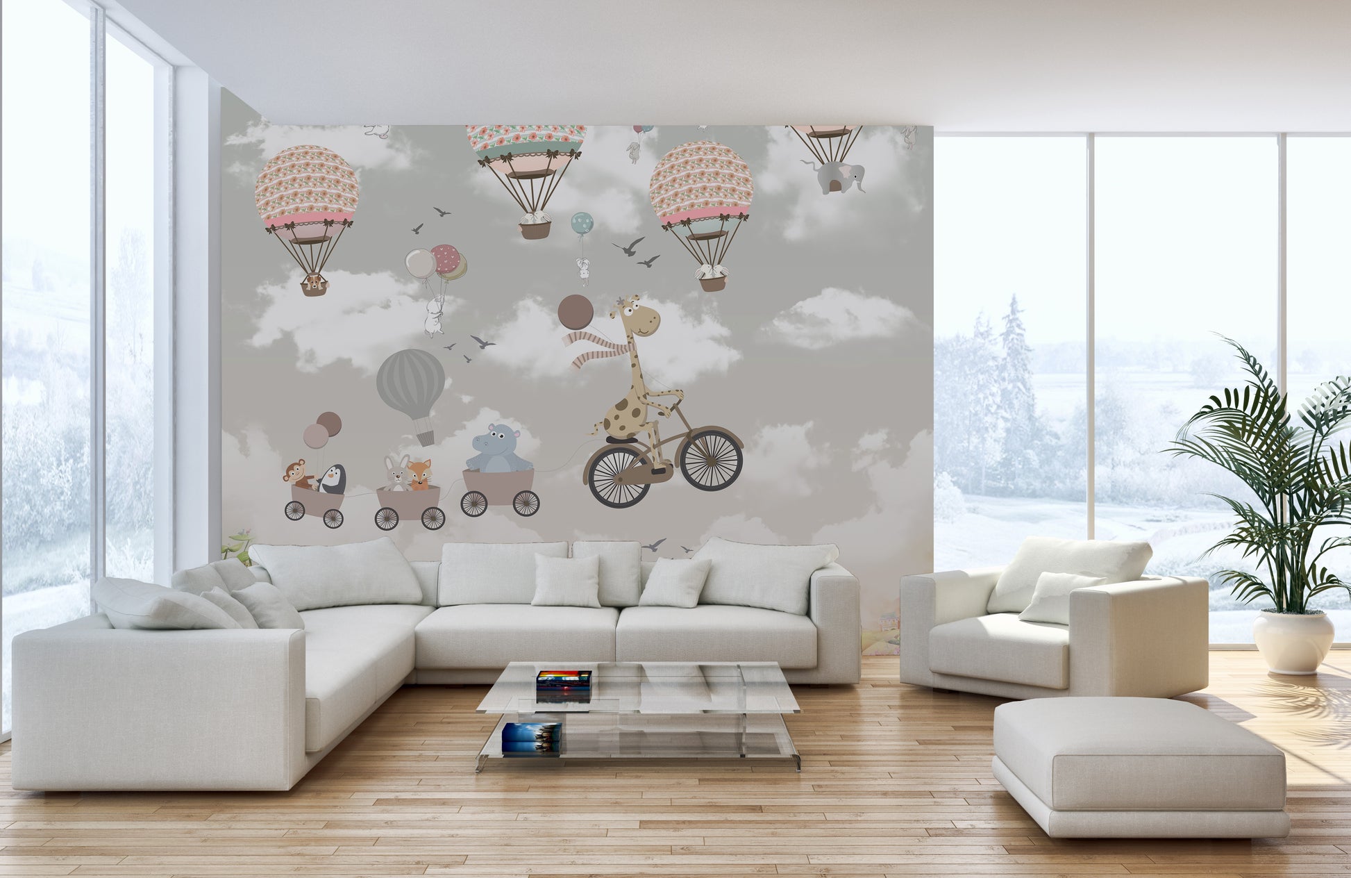 Dreamy Nursery Animal Adventure Mural - Giffywalls