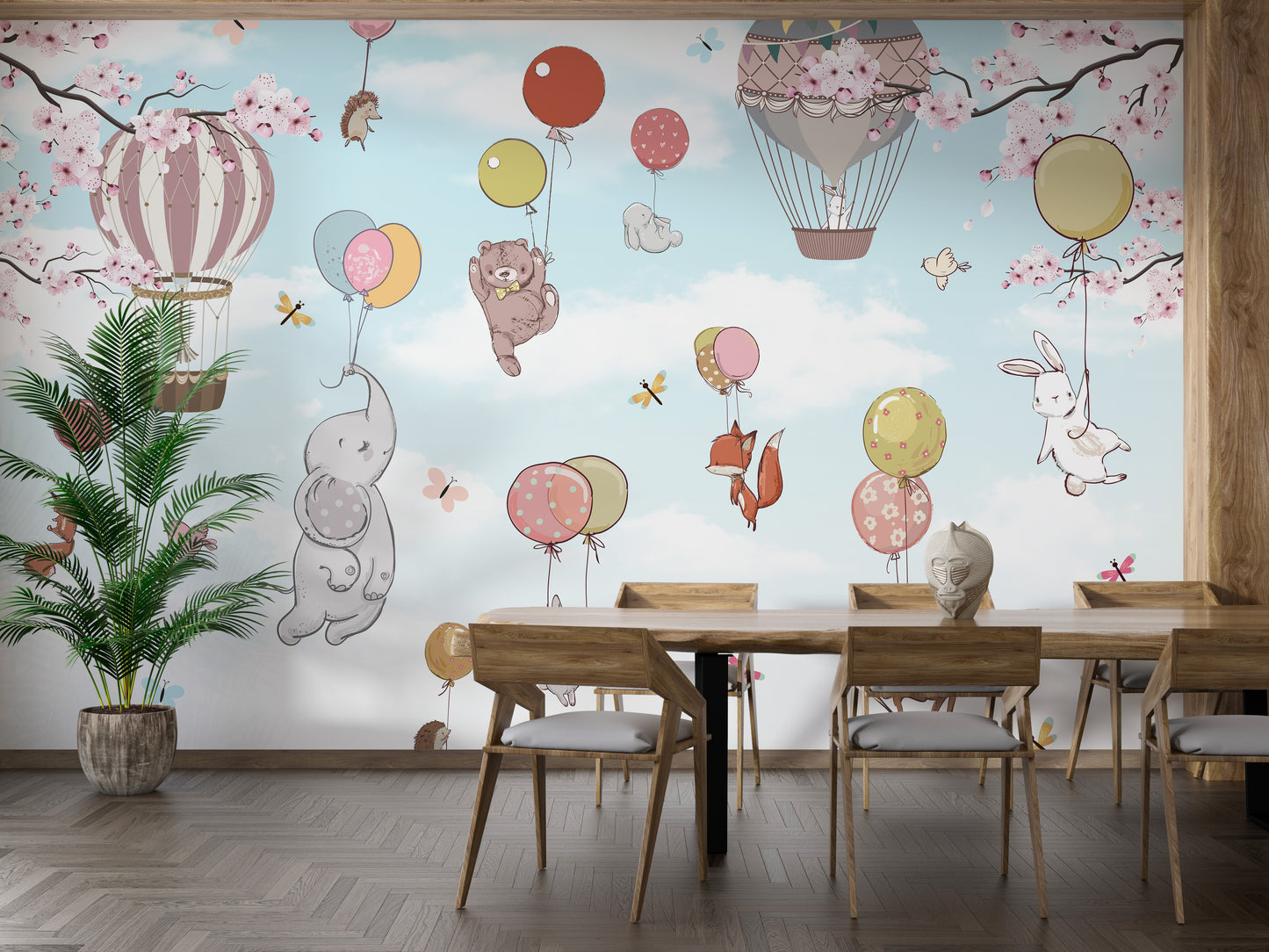 Levitating animals wallpaper mural