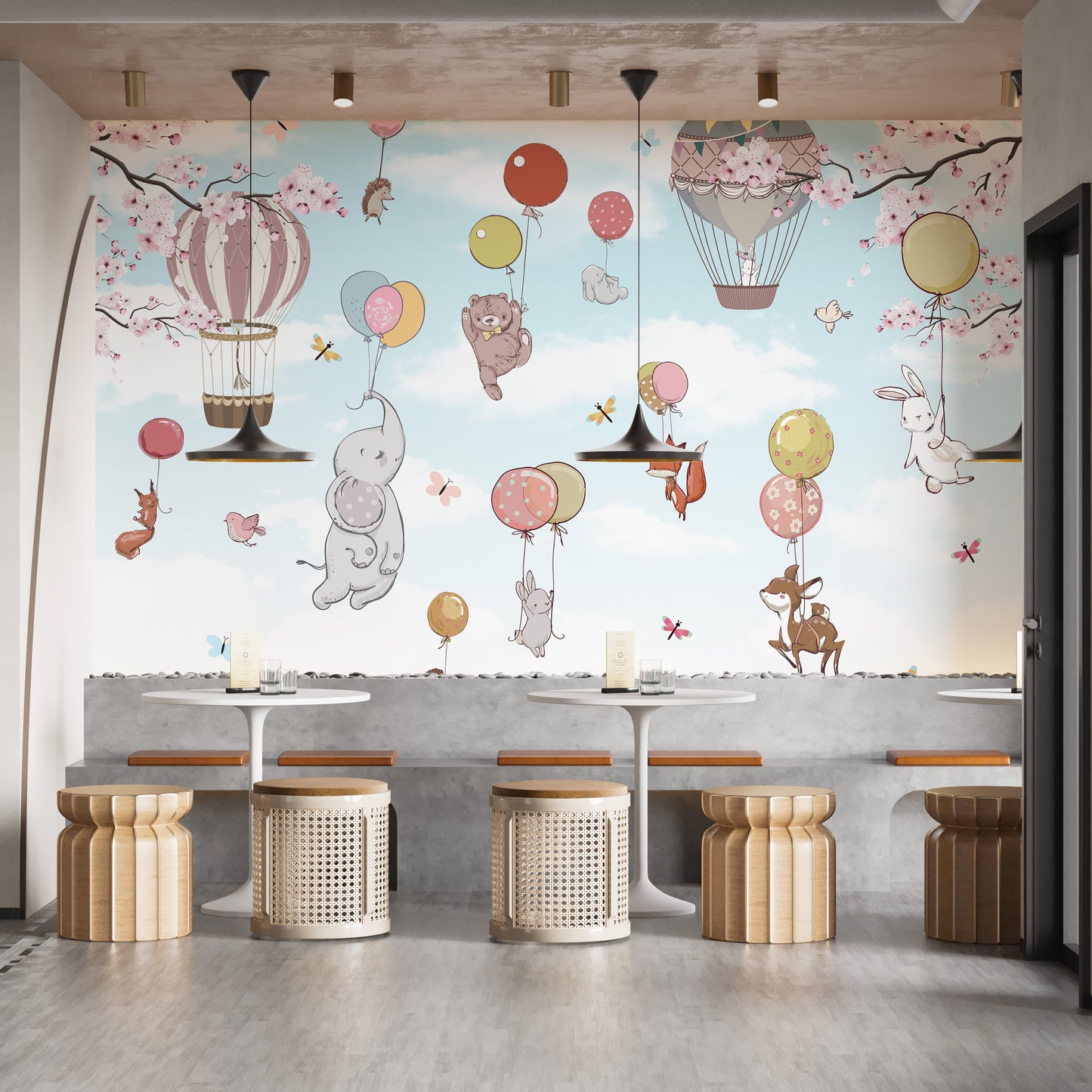 Levitating animals wallpaper mural