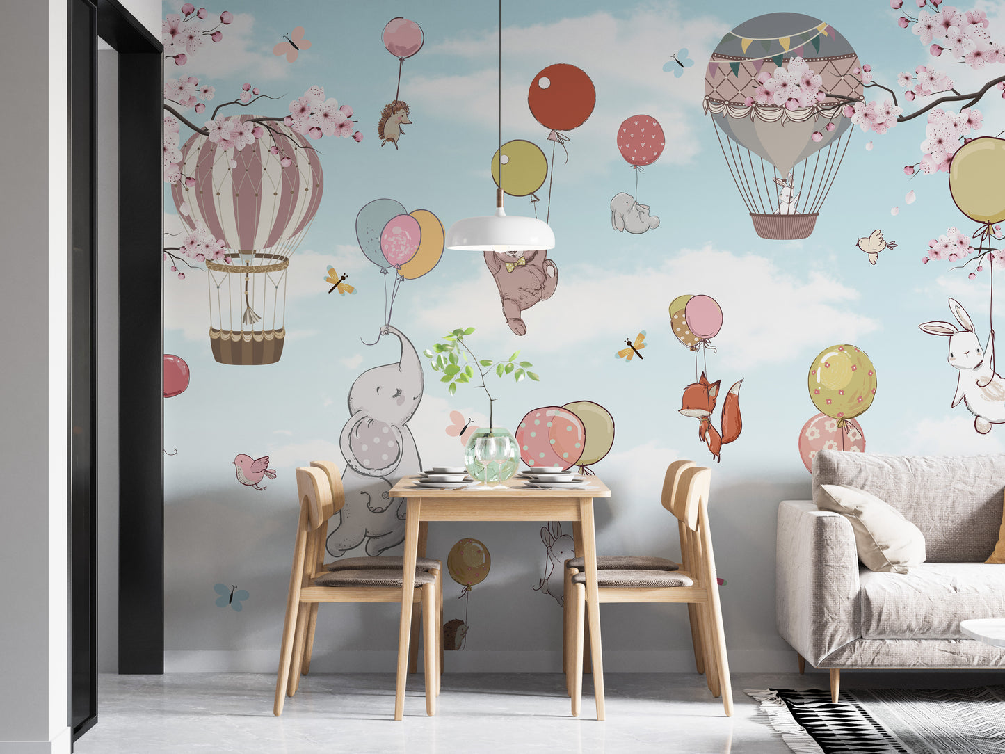 Levitating animals wallpaper mural