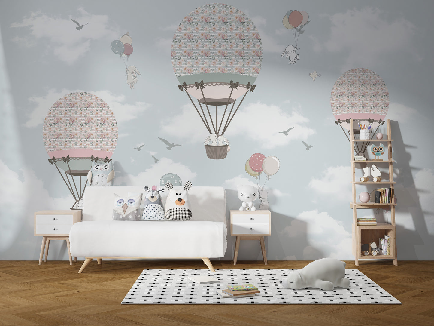 Animated Animals Sky Wallpaper Mural