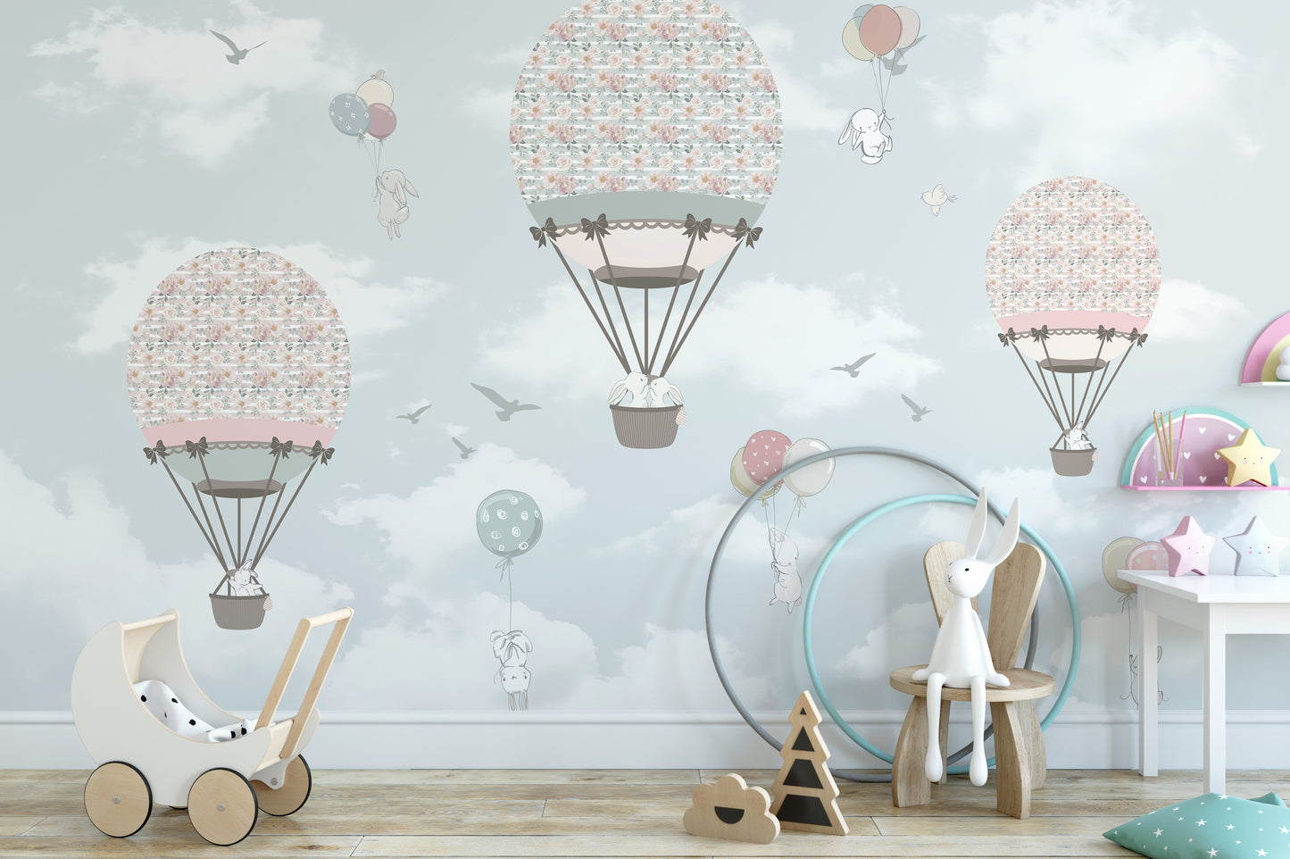 Animated sky animals wallpaper mural decor