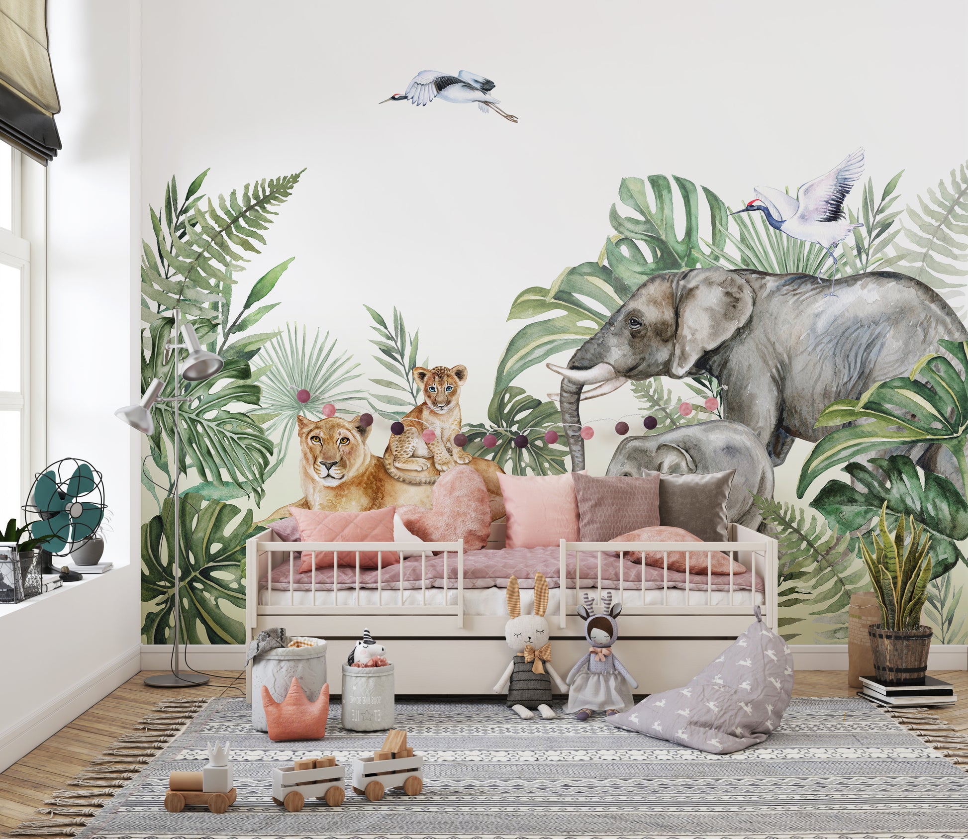 Peel-and-Stick Jungle Safari Wallpaper for Home Decor