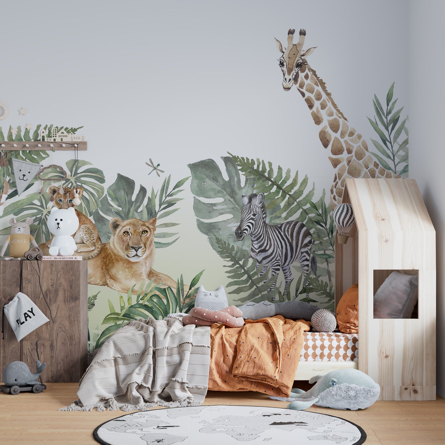 Lioness Animals Textured Wallpaper for Kids Room