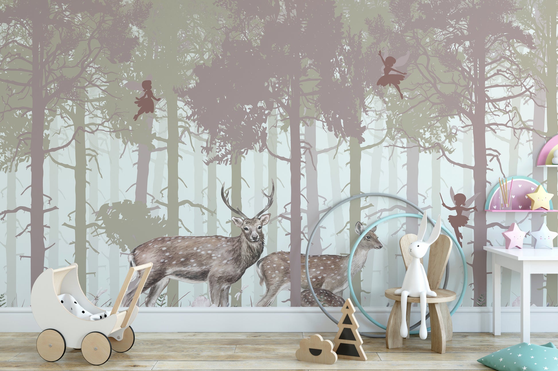 Mystical Fairies Wallpaper Mural with Jungle Backdrop