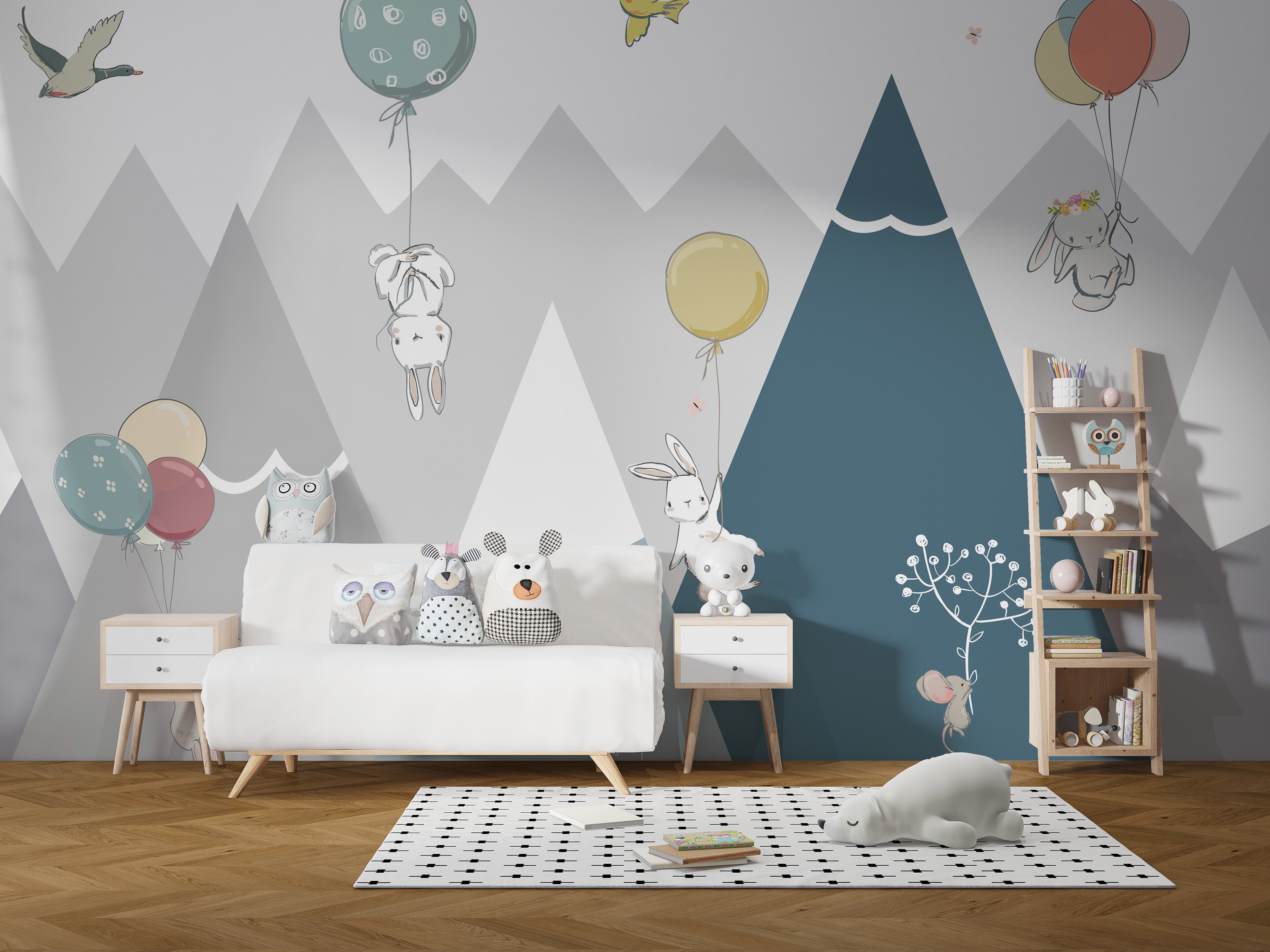 Whimsical Bunny Wallpaper for Children's Bedroom Walls