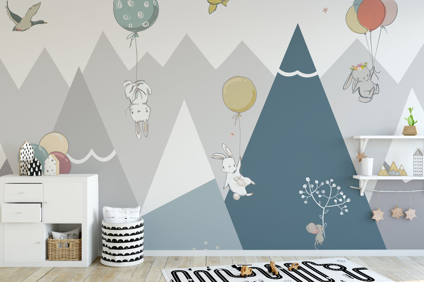 Jovial Rabbits Flying Wallpaper Murals - Giffywalls