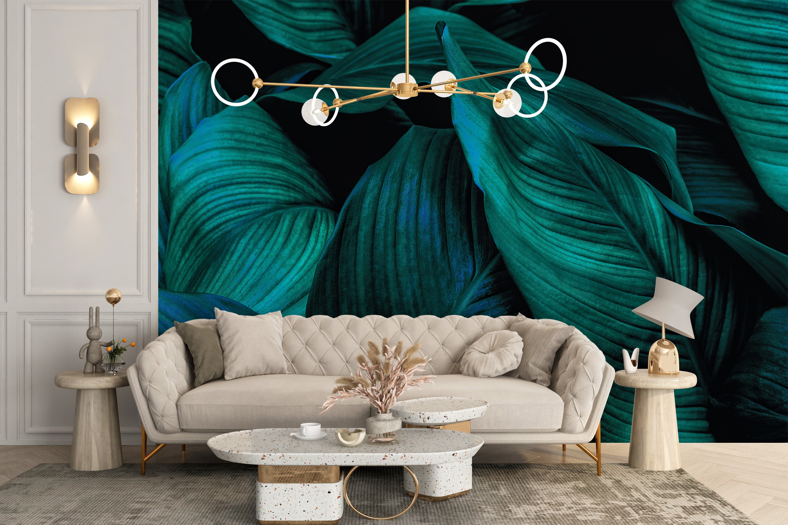 Metallic Tropical Foliage Wallpaper Murals - Giffywalls