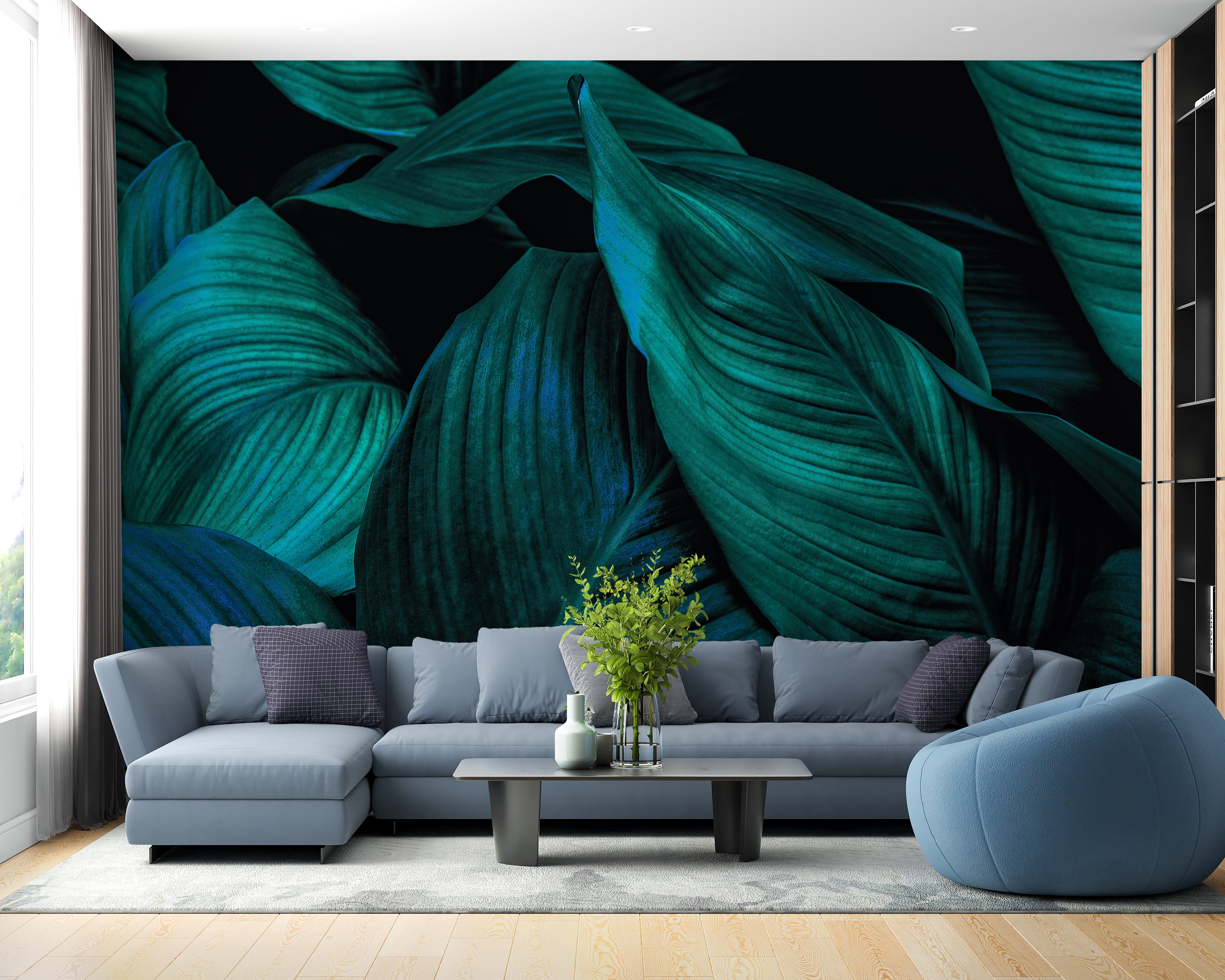 Metallic Tropical Foliage Wallpaper Murals - Giffywalls