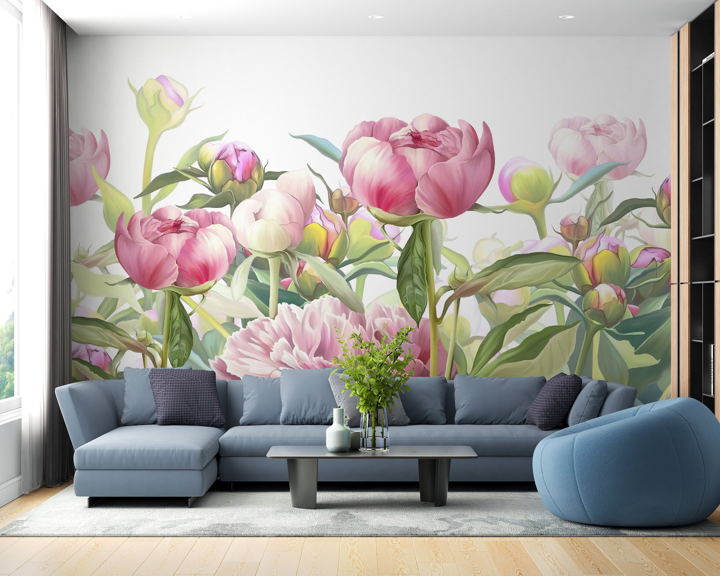 Romantic pink peonies for home walls
