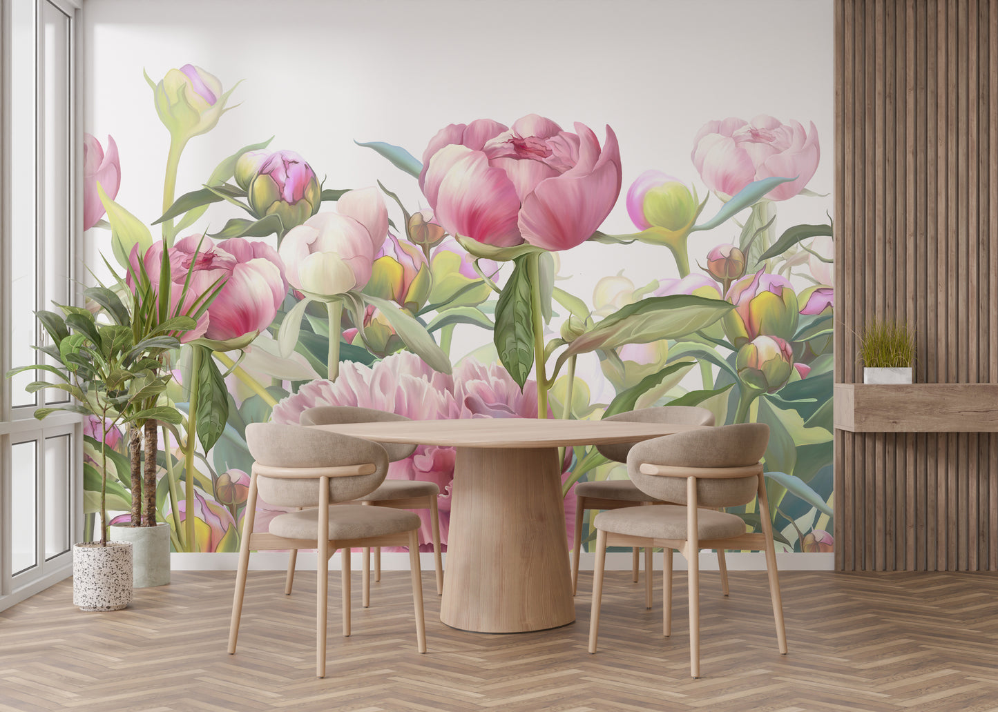 Floral wallpaper for modern dining rooms
