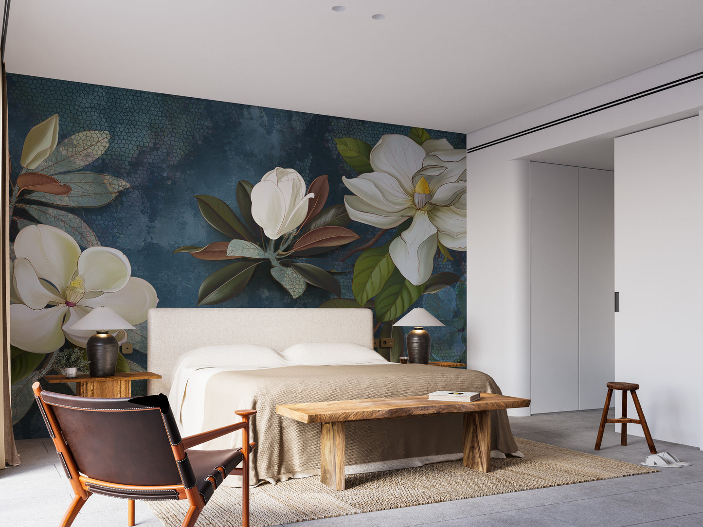 Sophisticated magnolia mural for walls
