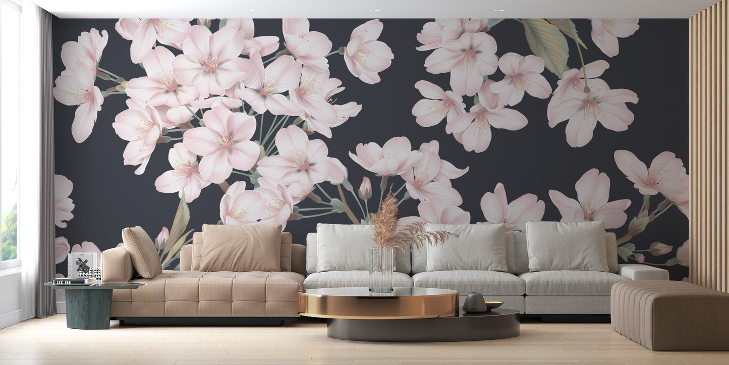 Light pink floral wallpaper