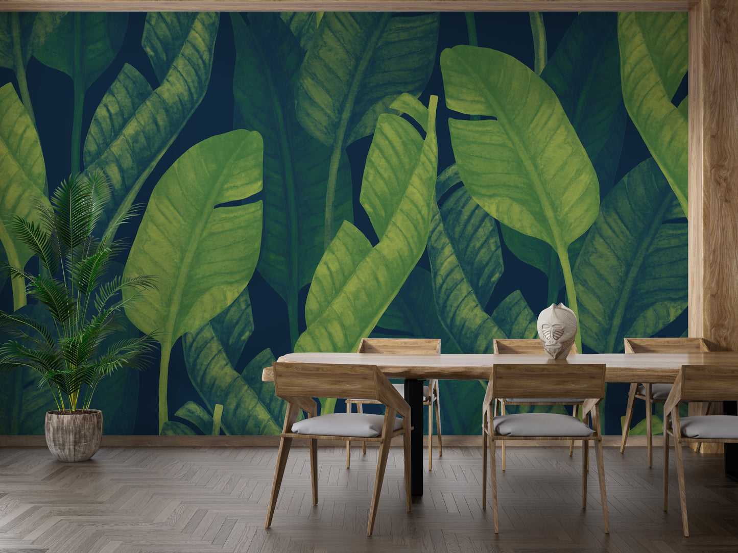 Deep Green Banana leaf wallpaper mural