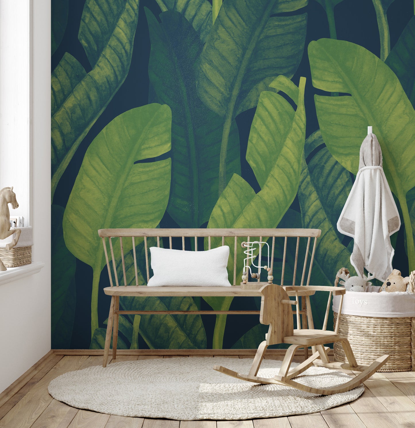 Deep Green Banana leaf wallpaper mural