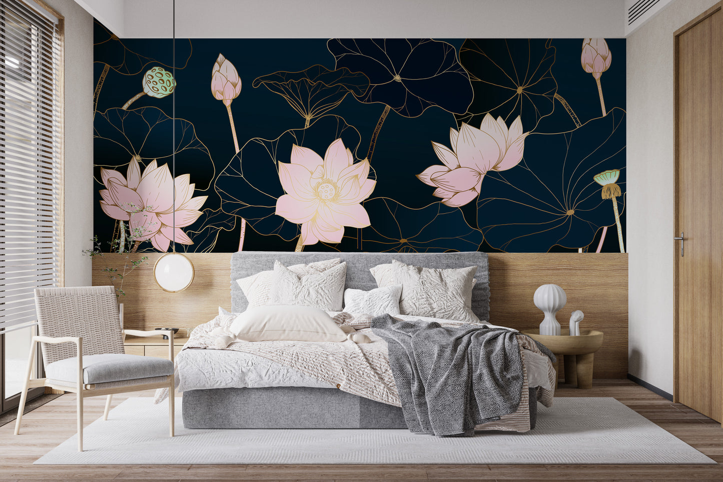 Golden Lotus Wallpaper Mural