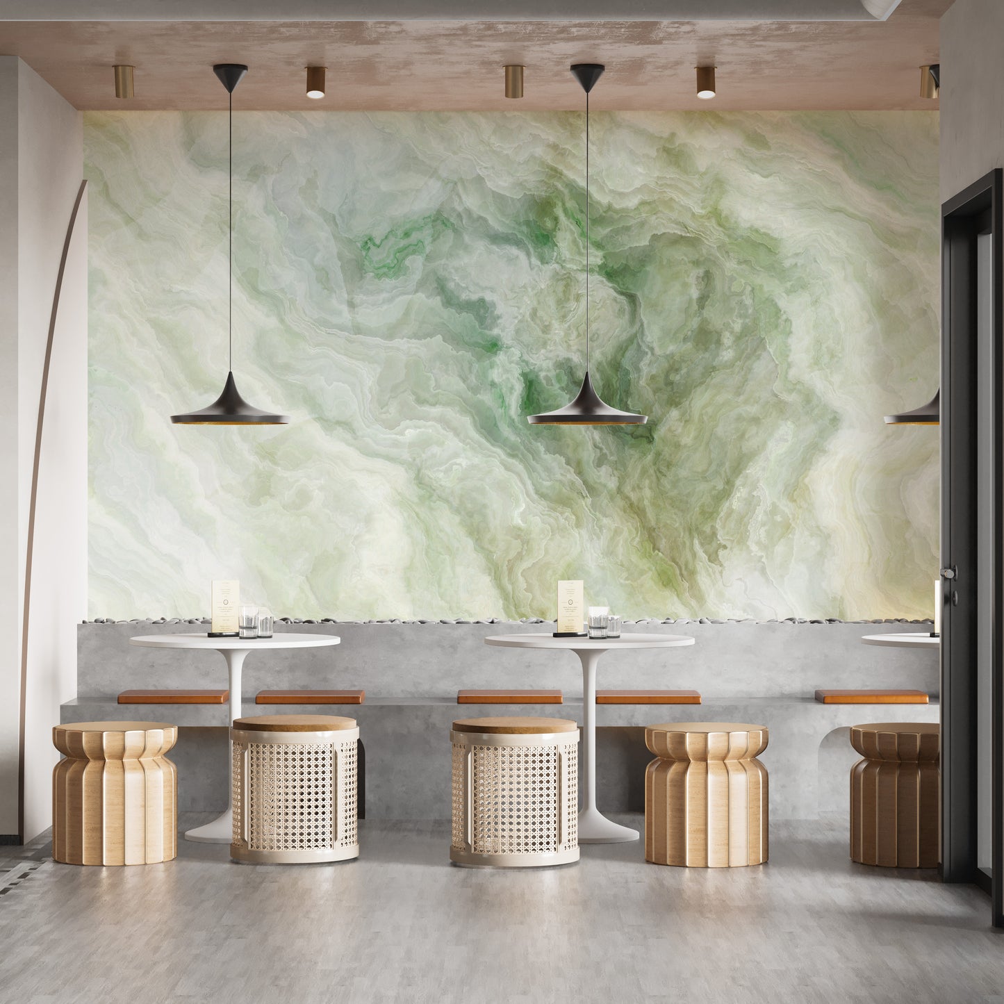 Sophisticated green marble wallpaper pattern
