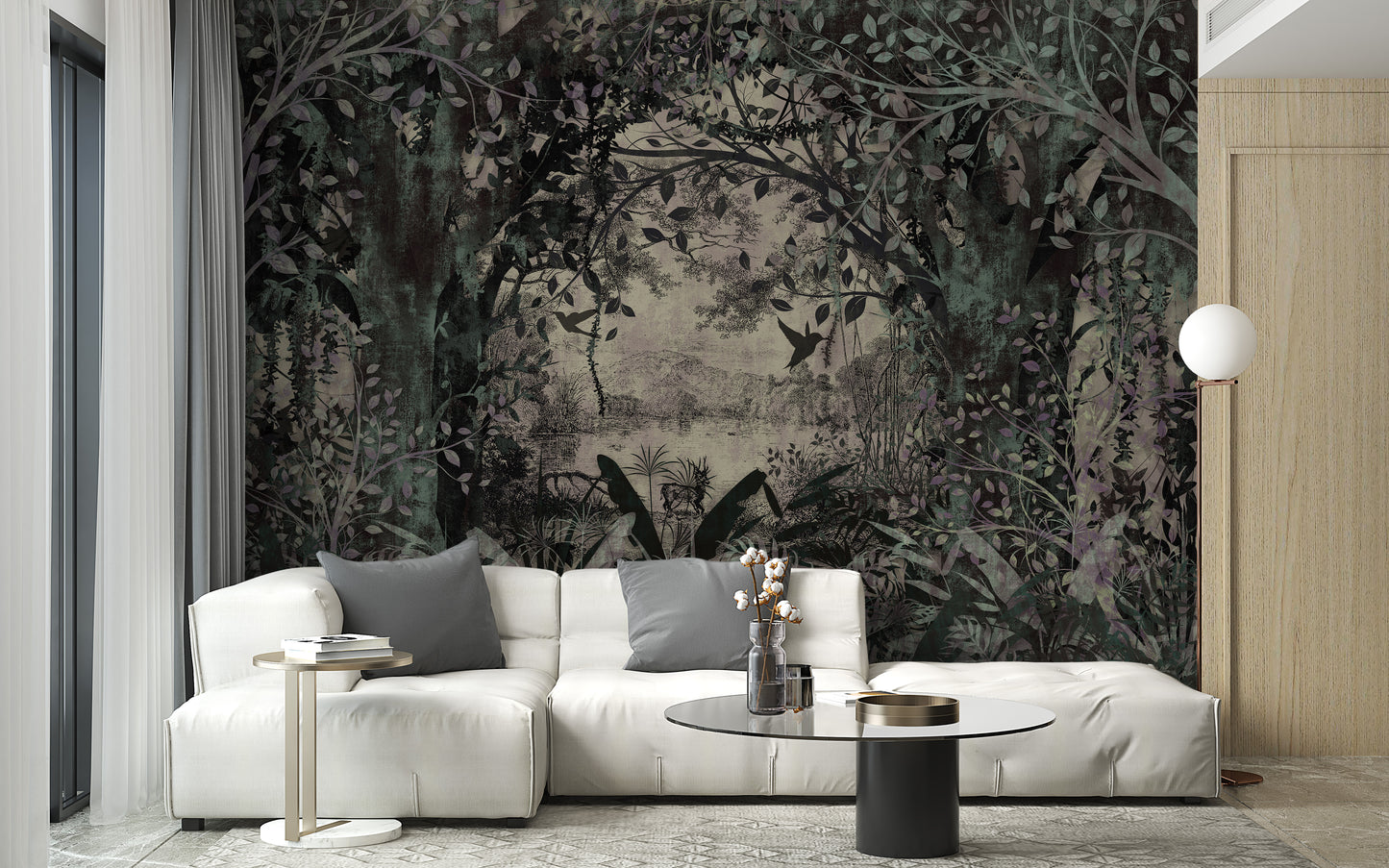 Dense forest with a dusky green Wallpaper Murals