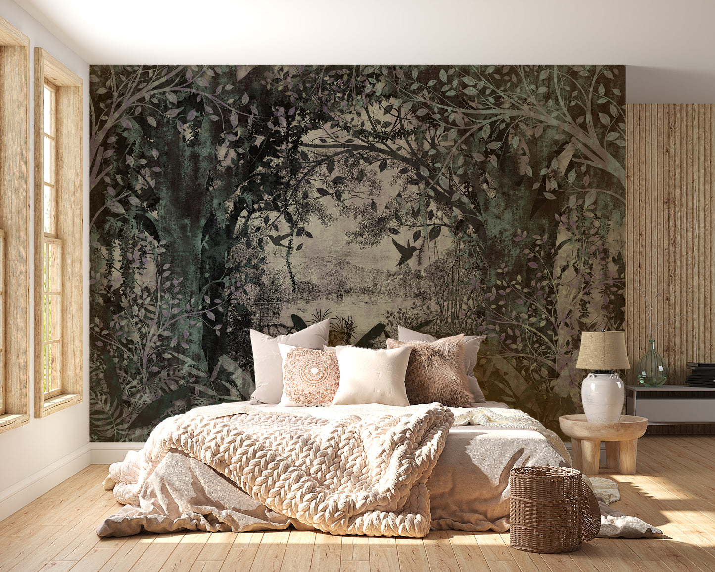 Dense forest with a dusky green Wallpaper Murals