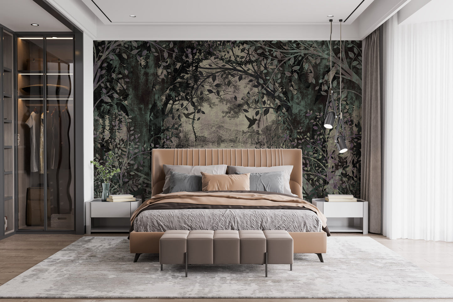 Dense forest with a dusky green Wallpaper Murals