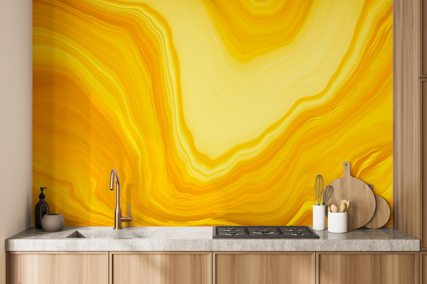 Metallic yellow Color flow wallpaper mural