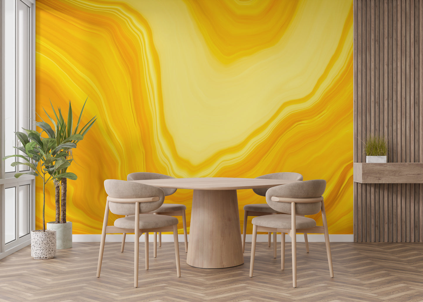 Metallic yellow Color flow wallpaper mural