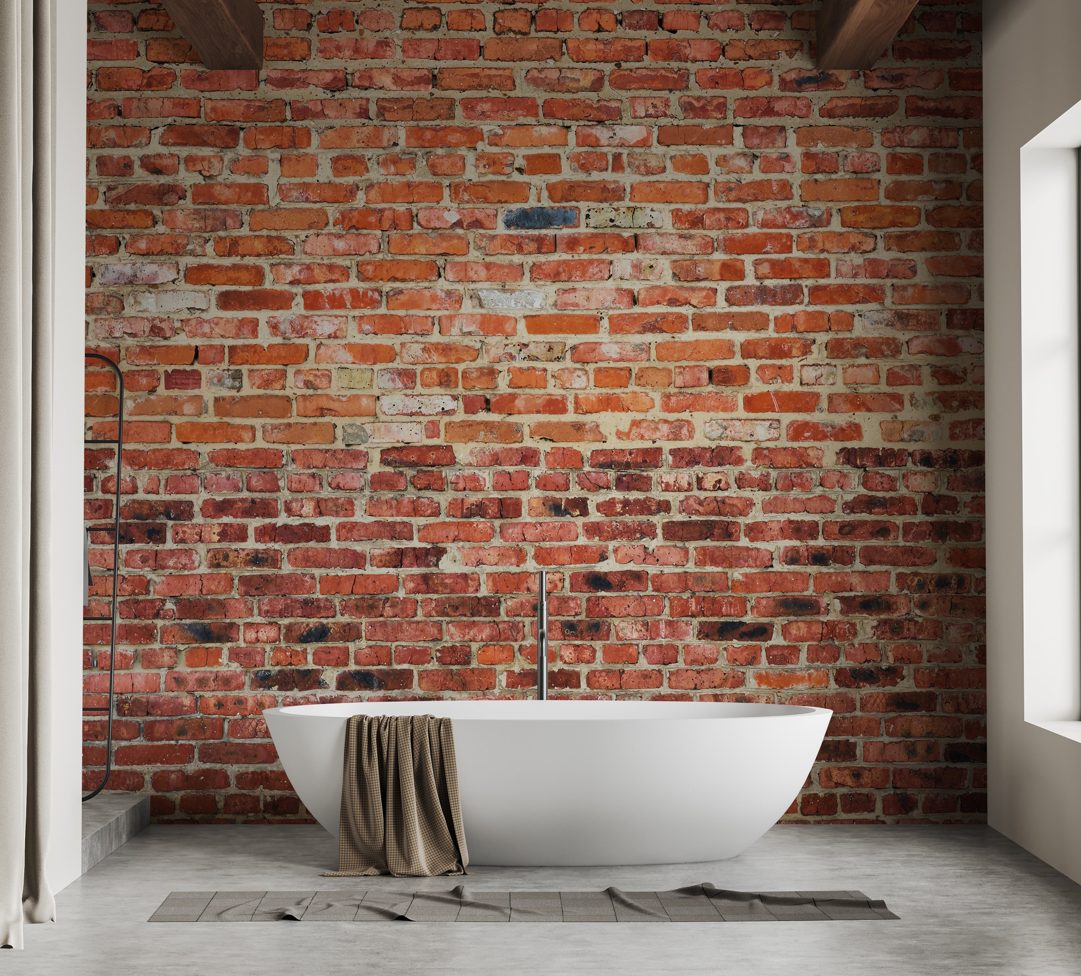 Cozy atmosphere with red brick mural walls
