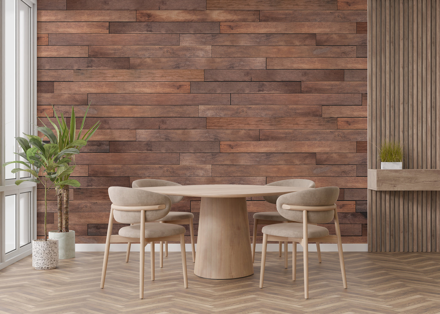 Brown Wooden Panels Wallpaper Mural