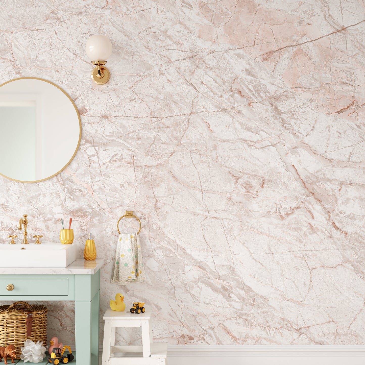 Pink Gold Marble Metallic Wallpaper Mural