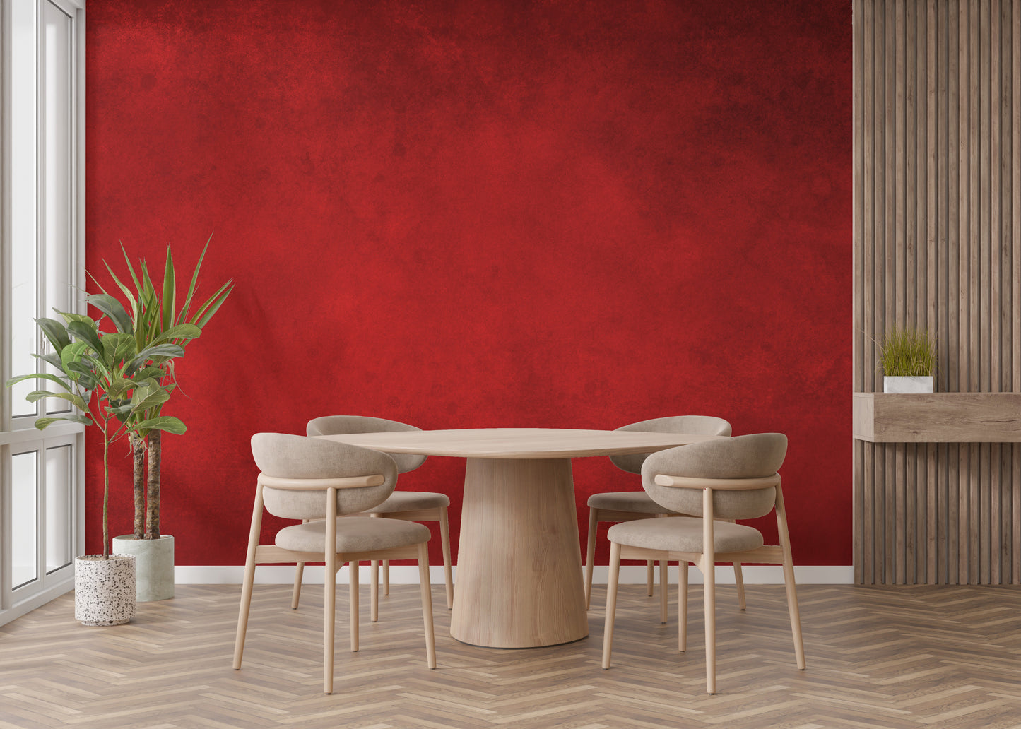 Bright Red Concrete Pattern Wallpaper Murals