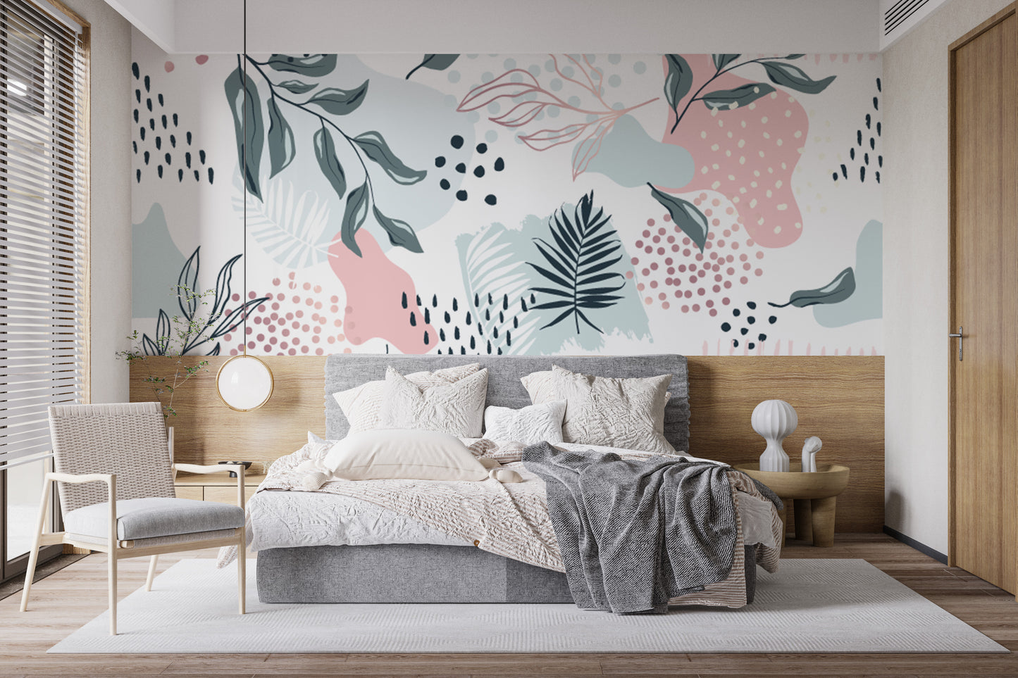 Trendy design leaves wallpaper mural for walls
