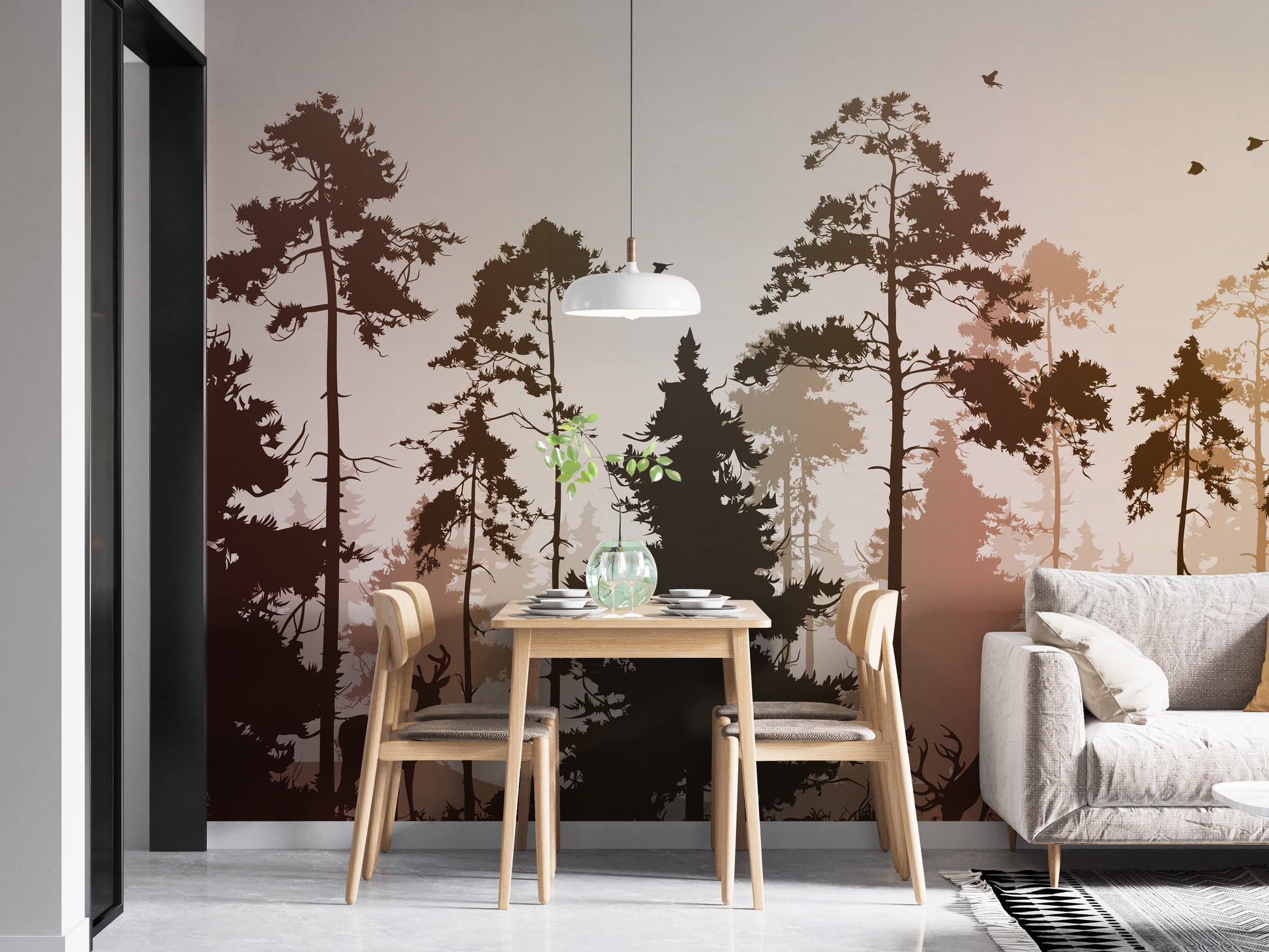 Deer in serene dark forest wallpaper for walls
