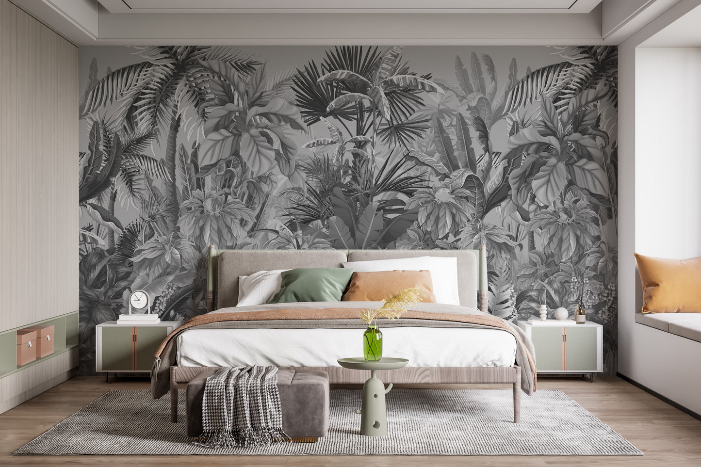 Lush plant life mural for modern decor
