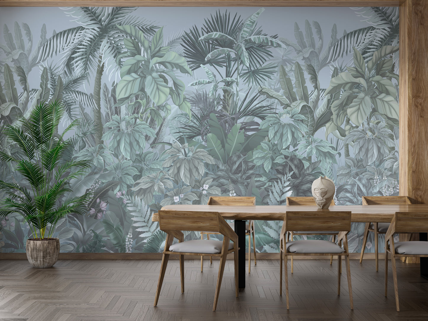 Green Tropical Leaf Forest Wallpaper Mural