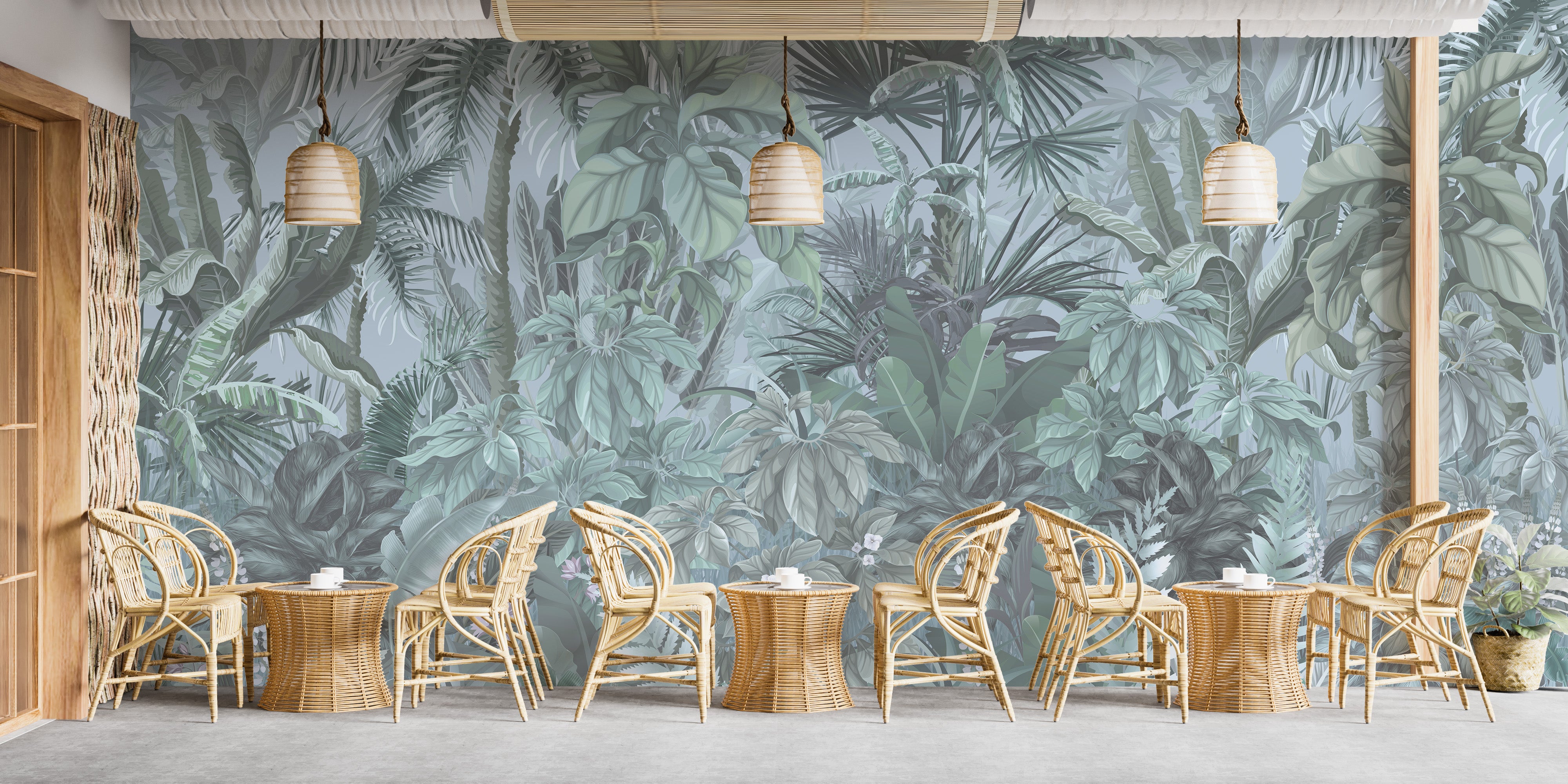 Green leaf wallpaper mural for interiors
