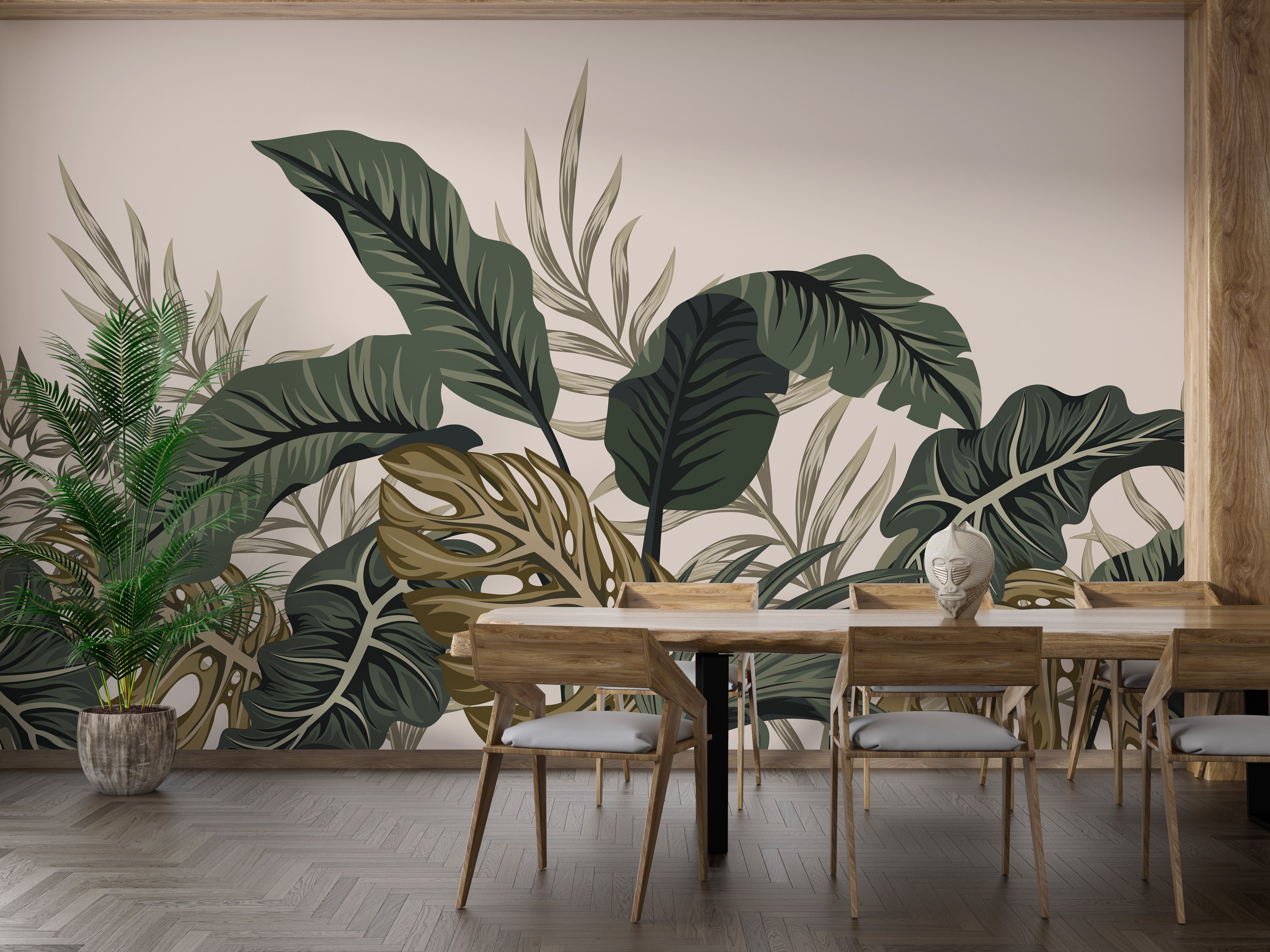 Green tropical fern wallpaper for walls
