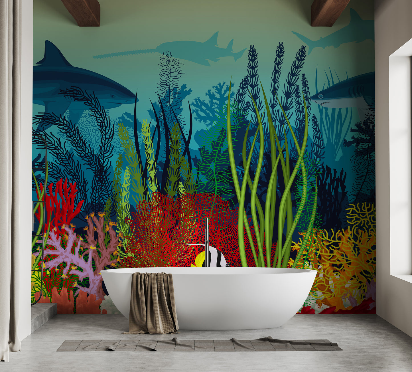 Underwater Ocean Scene Wallpaper Mural