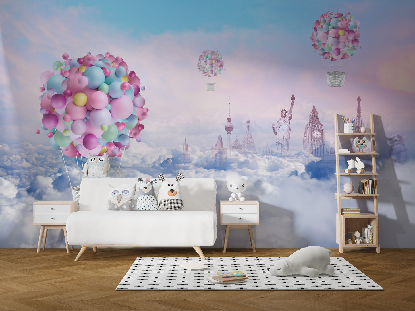 Colorful Fire Balloons Textured Wallpaper Mural