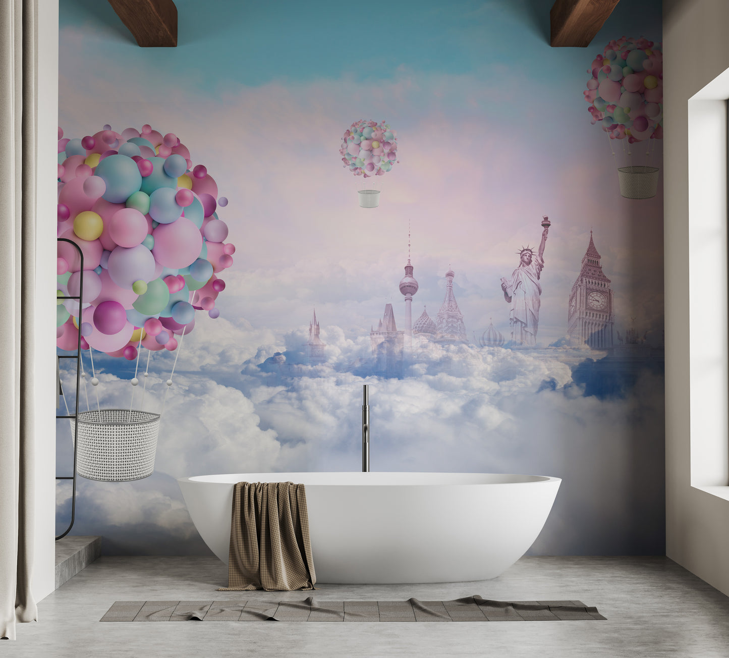 Colorful Fire Balloons Textured Wallpaper Mural