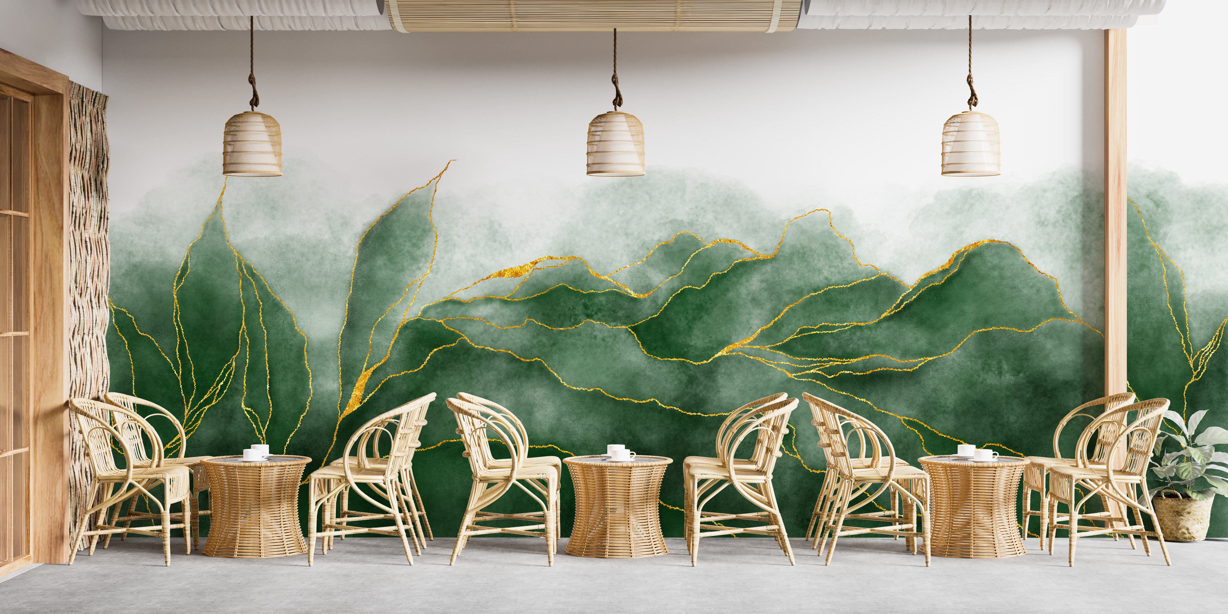 Vibrant green murals for living spaces
