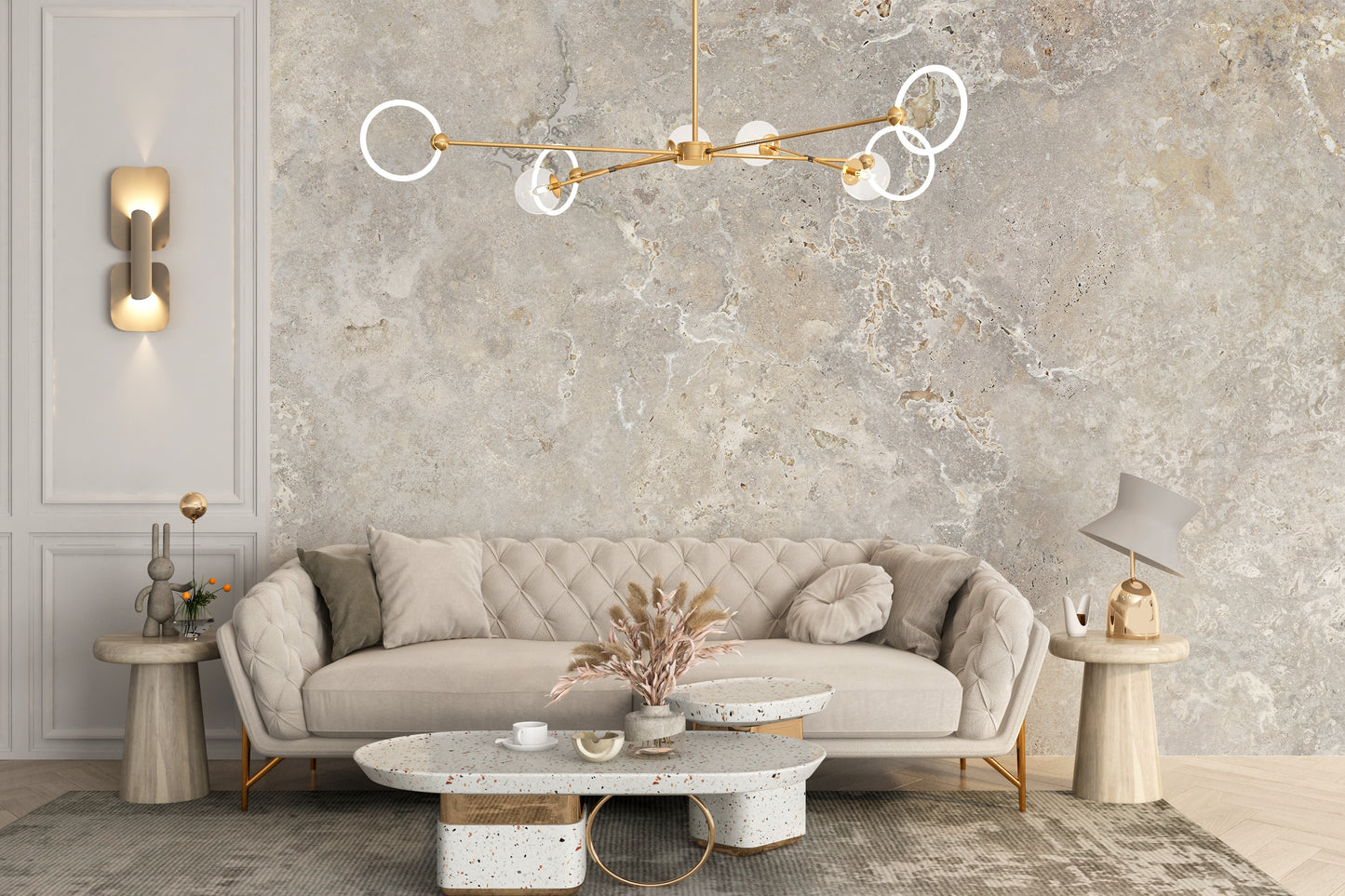 Ivory Color Marble Textured Wallpaper Mural