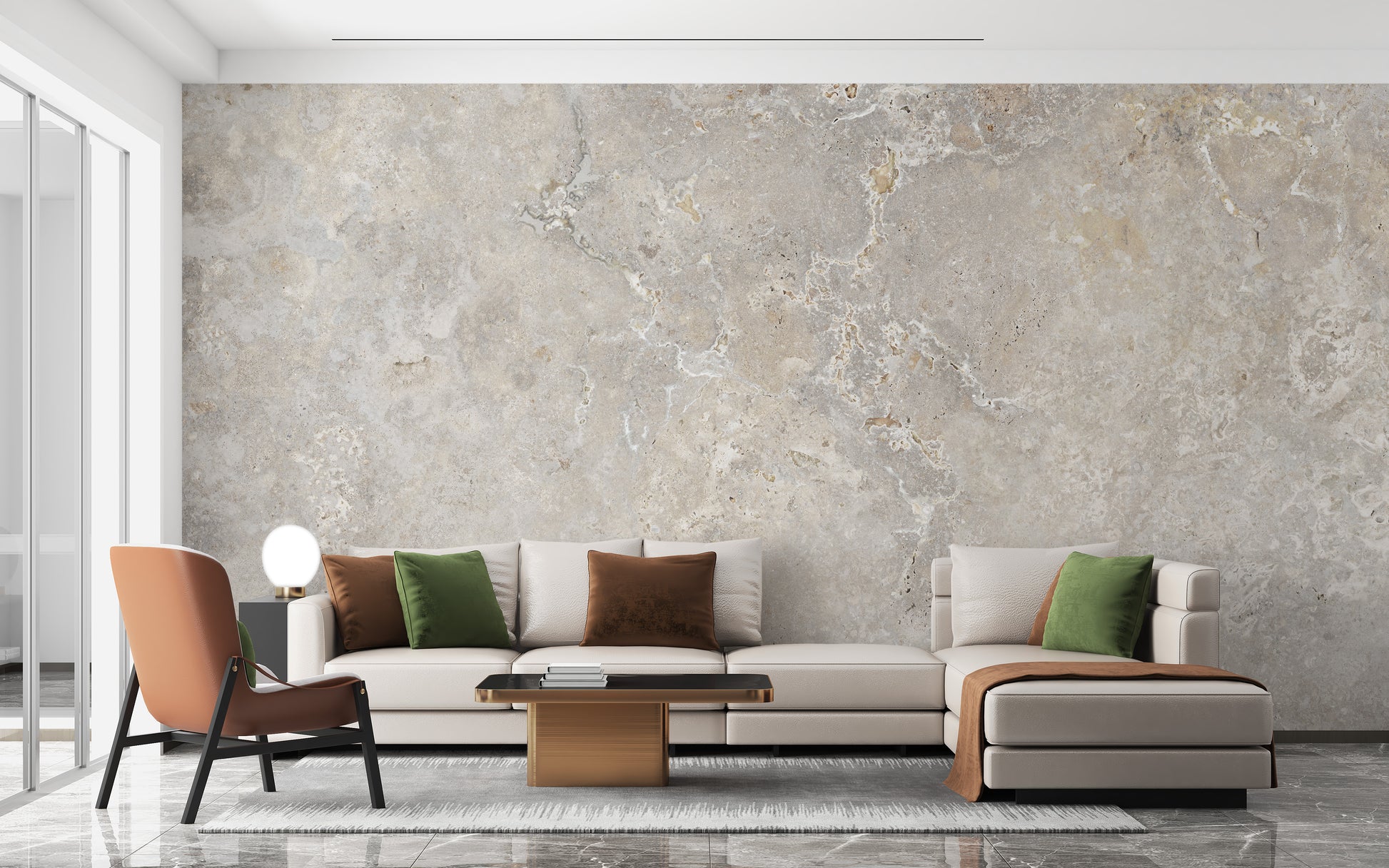 Subtle ivory marble design wall mural
